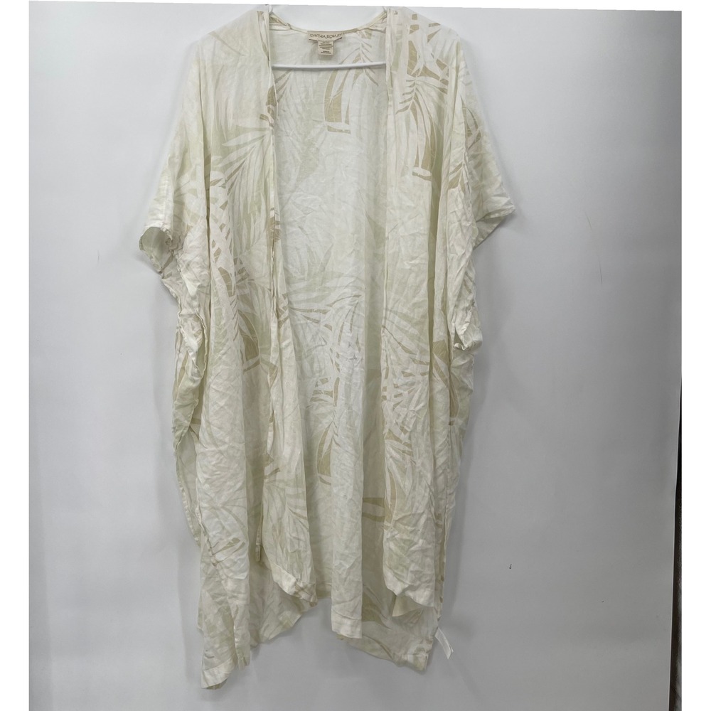 Cynthia Rowley Kimono One Size Beige Palm Leaf Print Cover Up Lightweight